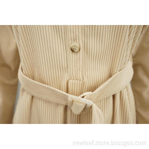Tailored collar design Corduroy 6W shirt dress